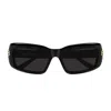 Balenciaga Bb0432s Linea Everyday 001 Black Grey Sunglasses In Black