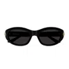 Balenciaga Bb0434sk Linea Everyday 001 Black Grey Sunglasses In Black