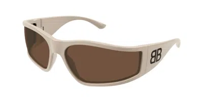 Balenciaga Bb0457s 005 Occhiali Da Sole Bianchi Per Uomo In Gray
