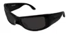 Balenciaga Bb0461s-001 Bioplastic Rectangular Sunglasses In Black