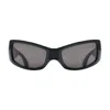 Balenciaga Bb0461s-001 Bioplastic Rectangular Sunglasses In Black