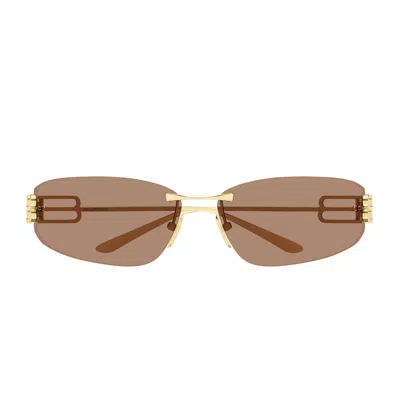 Balenciaga Bb0484s Linea Everyday 004 Gold Brown Sunglasses In Multi