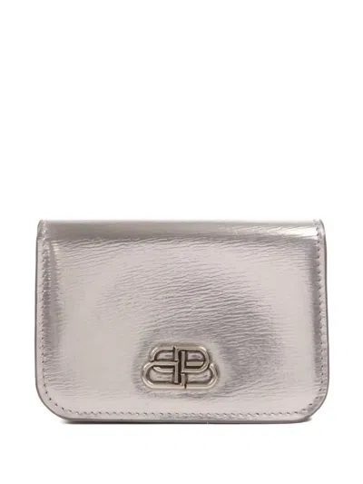 Pre-owned Balenciaga Bb-logo Wallet In Silver