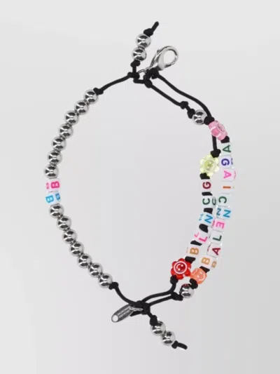 Balenciaga Beaded Bracelet With Flower And Letter Design In Multi