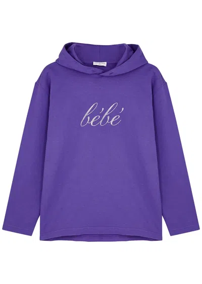 Balenciaga Bébé Embellished Hooded Cotton Sweatshirt In Purple