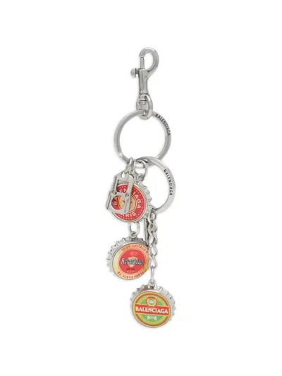Balenciaga Logo Bottle Cap Keyring Charm Men In Silver