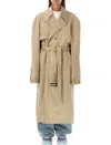 Balenciaga Maxi Deconstructed Trench Coat In Beige