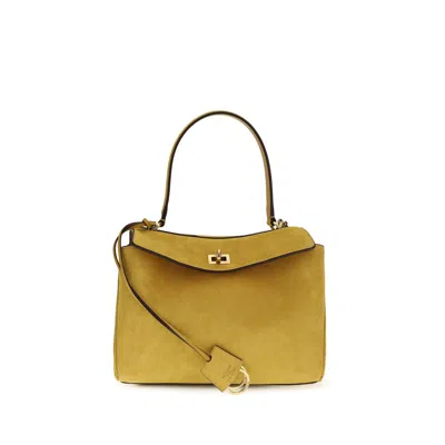 Balenciaga Beige Calf Leather Bos Taurus Shoulder Bag In Yellow
