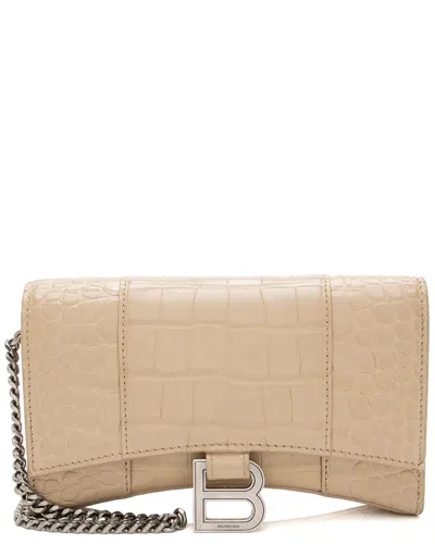 Balenciaga Beige Calfskin Hourglass Chain Bag (authentic Pre-loved) In Brown