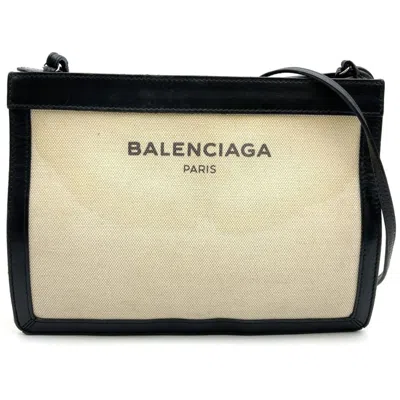 Pre-owned Balenciaga Beige Canvas Leather Pochette Shoulder Bag ()
