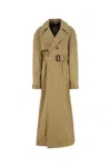 Balenciaga Waist Belted Trench With Detachable Fabric Belt In Beige