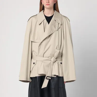 Balenciaga Beige Cropped Trench Coat In Cotton Twill