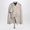 Balenciaga Beige Cropped Trench Coat In Cotton Twill