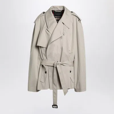Balenciaga Beige Cropped Trench Coat In Cotton Twill