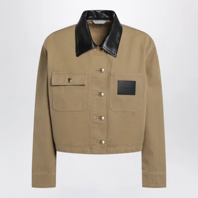 Balenciaga Beige Cropped Workwear Jacket In Animal Print