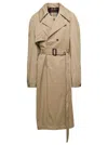 Balenciaga Beige Deconstructed Trench Coat With Matching Belt In Cotton Twill Woman In Neutrals