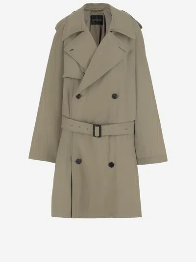 Balenciaga Beige Double-breasted Coat In Gold