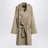 Balenciaga Beige Double-breasted Cotton Trench Coat In Brown