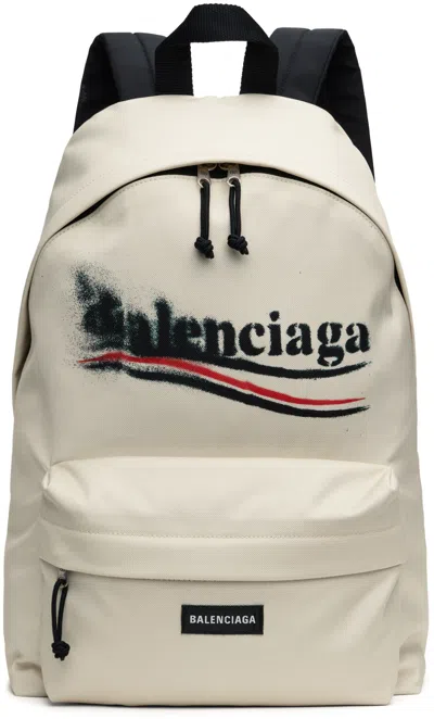 Balenciaga Beige Explorer Backpack In Ecru