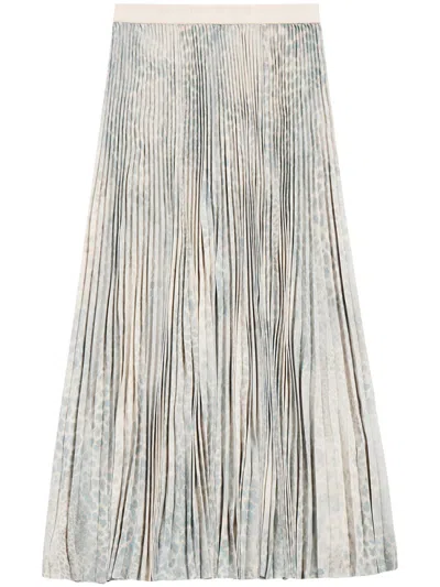 BALENCIAGA BEIGE LACE-TRIM MIDI SKIRT