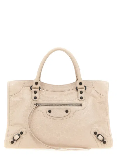 Balenciaga Beige Le City Medium Satchel In Sand