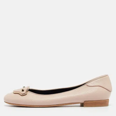 Pre-owned Balenciaga Beige Leather Ballet Flats Size 41