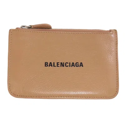 Pre-owned Balenciaga Beige Leather Coin Purse/coin Case ()