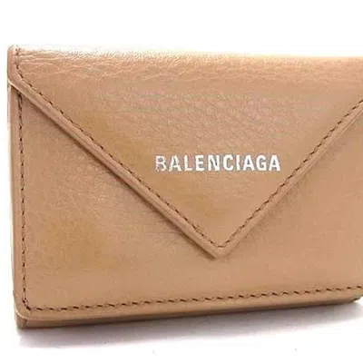 Pre-owned Balenciaga Beige Leather Wallet (tri-fold) () In Sand