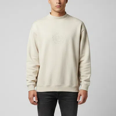 Pre-owned Balenciaga Beige Logo Crest Embroidered Cotton Knit Sweatshirt M In Sand