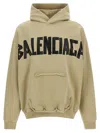 Balenciaga Tape Type Ripped Pocket Large Fit Fleece Hoodie In Brown