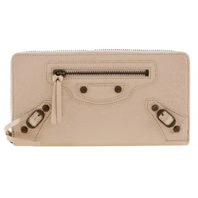 Pre-owned Balenciaga Beige Pink Leather Coin Purse/coin Case () In Beige, Pink