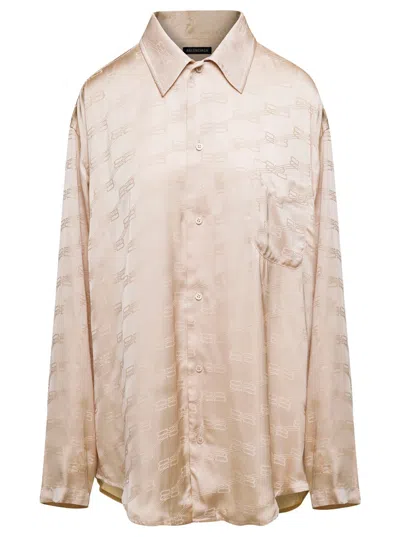 BALENCIAGA BEIGE PINK LOGO SHIRT