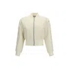 Balenciaga Cropped Bomber Jacket In Technical Faille In Neutral