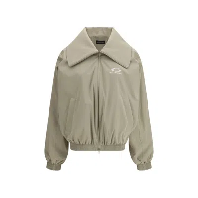 Balenciaga Beige Polyester Jackets And Coat In Gray