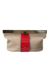 Balenciaga Beige Red Two Tone Exotic Leather Pouch Women's Bag In Sand