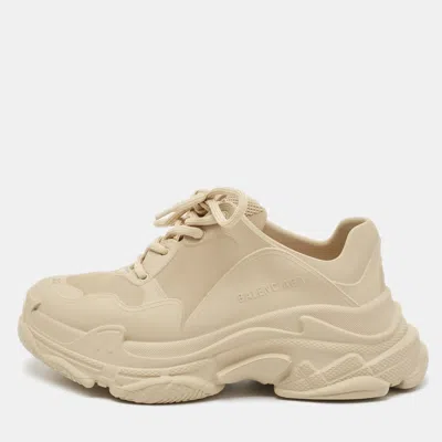 Pre-owned Balenciaga Beige Rubber Triple S Mold Sneakers Size 36