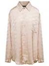 Balenciaga Beige Shirt With Logo Pattern In Viscose Woman In Multicolor