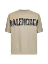 Balenciaga Men Beige Tape Type Medium Fit T-shirt In Neutral
