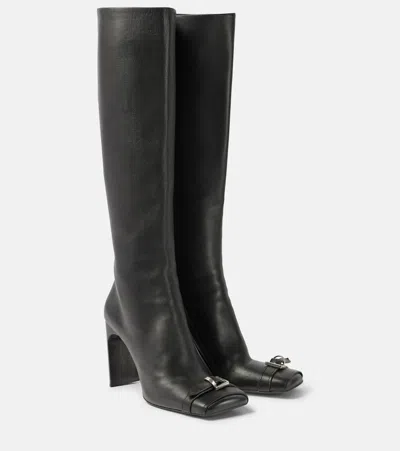 Balenciaga Bel Air 100 Leather Knee-high Boots In Black
