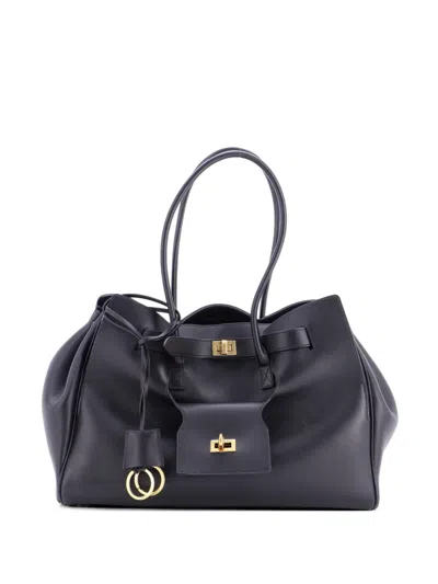 Pre-owned Balenciaga Bel Air Carry All Bag Leather Medium Tote Bag In Black