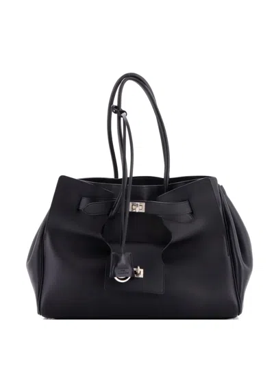 Pre-owned Balenciaga Bel Air Carry All Bag Leather Medium Tote Bag In Black