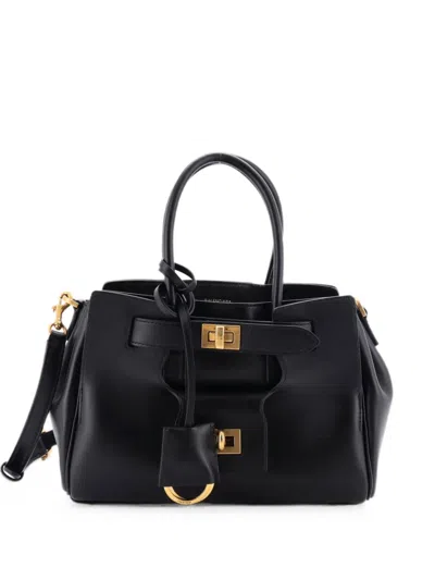 Pre-owned Balenciaga Bel Air Carry All Bag Leather Mini Tote Bag In Black