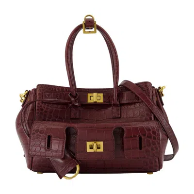 Balenciaga Bel Air Carry All Purse In Burgundy