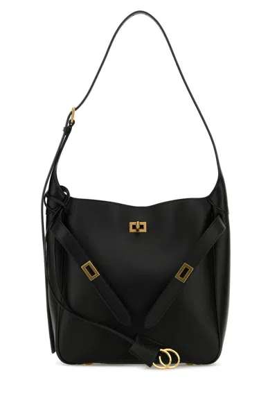 Balenciaga Small Bel Air Leather Hobo Bag In 1000 Black