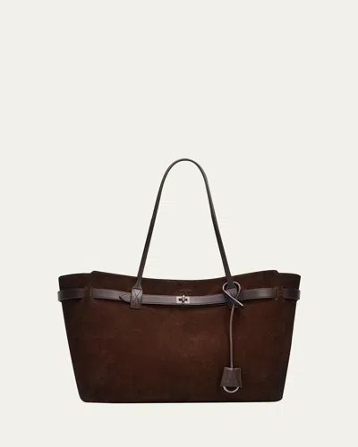 BALENCIAGA BEL AIR LARGE WAXED SUEDE TOTE BAG