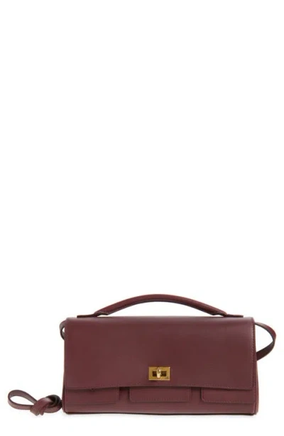 Balenciaga Bel Air Flap Leather Top-handle Bag In Burgundy