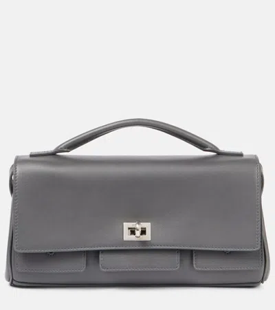 Balenciaga Bel Air Leather Crossbody Bag In Gray