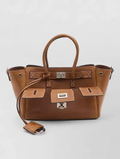 Balenciaga Bel Air Leather Mini Carry All Tote In Brown