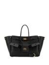 Balenciaga Women Black Leather Small Carry All Bel Air Shopping Bag