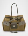 Balenciaga Bel Air Medium Canvas And Leather Tote Bag